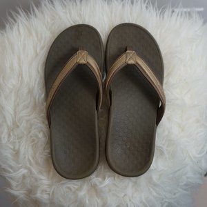 Vionic Tide II Toe Post Sandal Thong Flip Flop Slip-On Orthotic Shoe Bronze